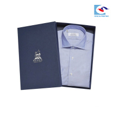 Blue cardboard paper gold stamping Rigid cover box men shirts packaging